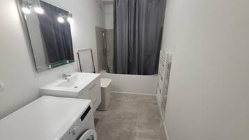 Hair dryer, soap, toilet paper