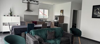 Modern house anould near ski slope with garden