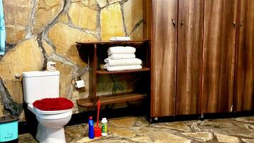 Free toiletries, hair dryer, slippers, towels