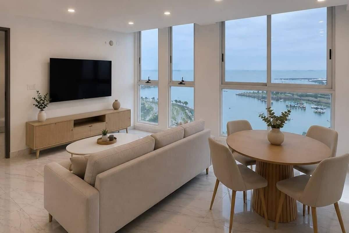Departamento panorámico, vista al océano | Minibar, escritorio, espacio para trabajar con laptop y cunas gratuitas