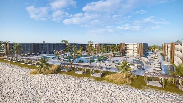 A resort with multiple swimming pools, beachside cabanas, and palm trees. - PORTO 2 LIFE RESORT - MARÉ ALTA (Ipojuca)