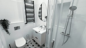 Dusche, kostenlose Toilettenartikel, Haartrockner, Handtücher