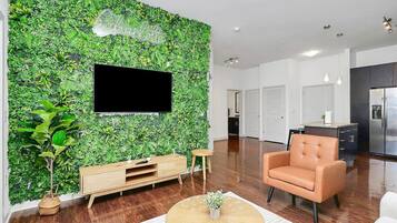 Televisión y chimenea