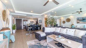 Condo, Multiple Beds, Balcony, Ocean View (Encantame Towers Velero 1802) | Living area | 42-inch flat-screen TV with digital channels