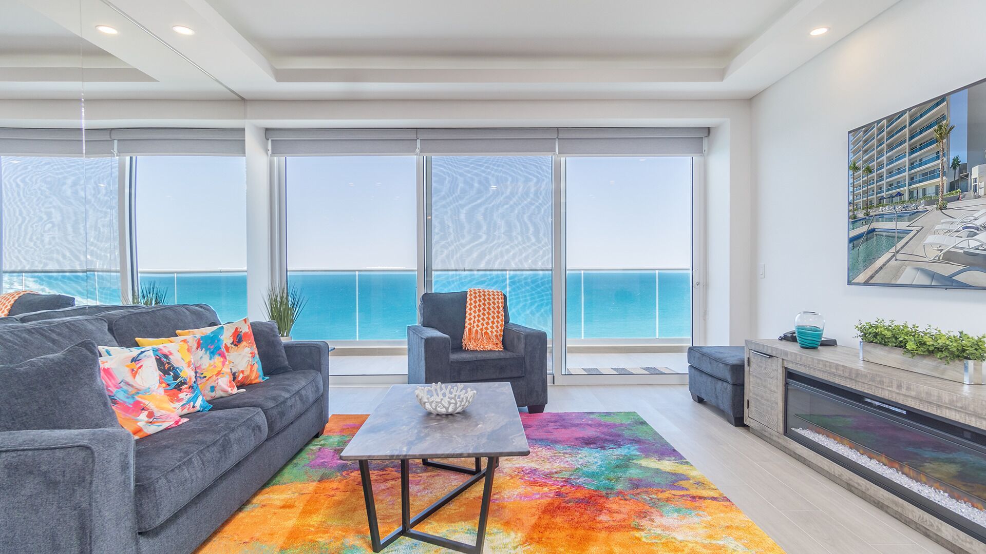 Appart'hôtel, plusieurs lits, balcon, vue océan (Encantame Towers Viento 904) | Coin séjour