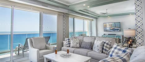 Condo, Multiple Beds, Balcony, Ocean View (Encantame Towers Verano 1002) | Living area