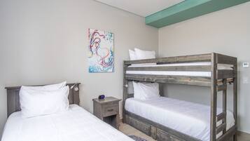 3 bedrooms, individually decorated, individually furnished, bed sheets