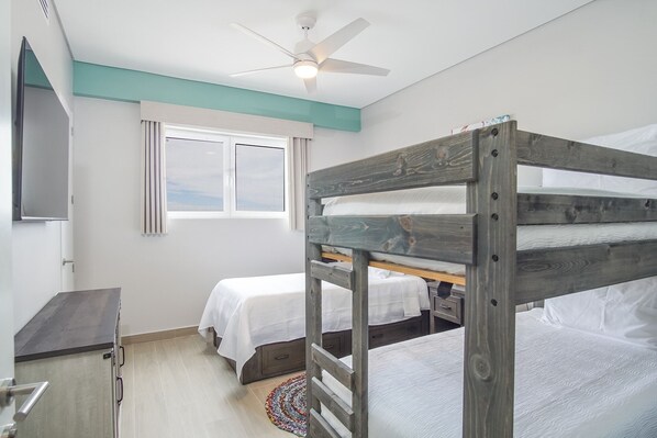 3 bedrooms, individually decorated, individually furnished, bed sheets