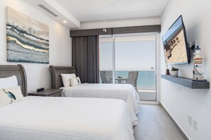 Leilighet, flere senger, balkong, havutsikt (Encantame Towers Velero 1202) | 2 soverom, individuelt dekorert, individuelt innredet og sengetøy