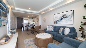Condo, 1 King Bed with Sofa bed, Balcony, Ocean View (Encantame Towers Velero 1803) | Living area | 42-inch flat-screen TV with digital channels