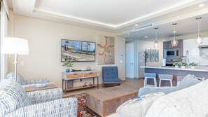 Condo, Multiple Beds, Balcony, Ocean View (Encantame Towers Viento 605) | Living area | 42-inch flat-screen TV with digital channels