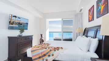 Leilighet, flere senger, balkong, havutsikt (Encantame Towers Velero 702) | 2 soverom, individuelt dekorert, individuelt innredet og sengetøy