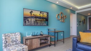 Condo, Multiple Beds, Balcony, Ocean View (Encantame Towers Velero 204) | Living area | 42-inch flat-screen TV with digital channels - Amazing Beach Front Condo Velero 204 at Encantame Towers (Puerto Peñasco)