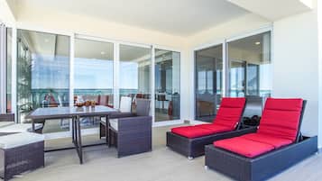 Condo, Multiple Beds, Balcony, Ocean View (Encantame Towers Verano 801) | Outdoor dining