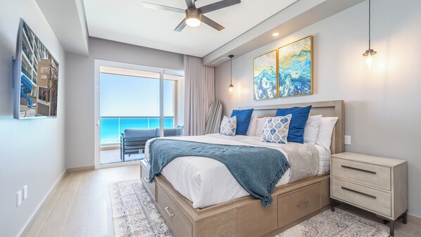 公寓式客房, 多张床, 阳台, 海洋景观 (Encantame Towers Viento 1102) | 2 多间卧室、特色装修、特色家居、床单