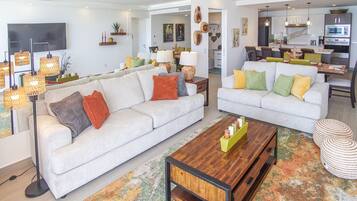 Condo, Multiple Beds, Balcony, Ocean View (Encantame Towers Verano 1402) | Living area | 42-inch flat-screen TV with digital channels