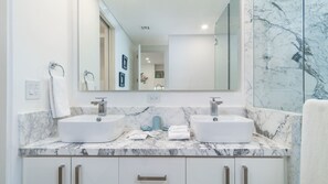 Condo, 1 King Bed with Sofa bed, Balcony, Ocean View (Encantame Towers Velero 1403) | Bathroom | Towels - Lavish 1 Bedroom Beach Front Condominium Encantame C-1403 (Puerto Peñasco)