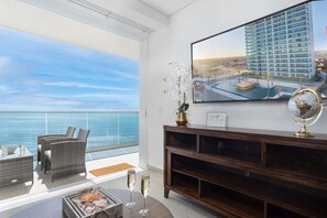Condo, 1 King Bed with Sofa bed, Balcony, Ocean View (Encantame Towers Velero 603) | Living area | 42-inch flat-screen TV with digital channels - Splash in The New Lazy River/stay in Modern Luxury Encantame C-603 (Puerto Peñasco)