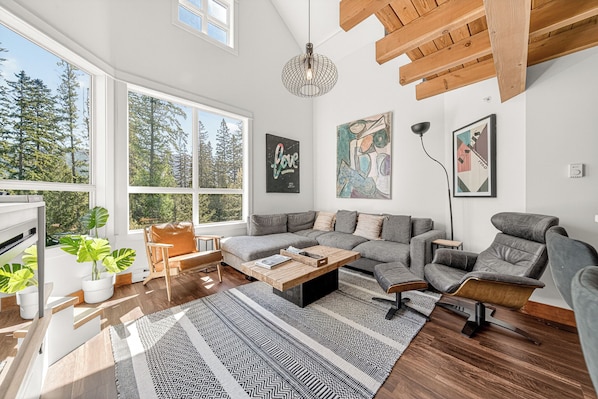 TV, fireplace - Fully Renovated Penthouse Loft w/ Central Air Conditioning (Fernie)