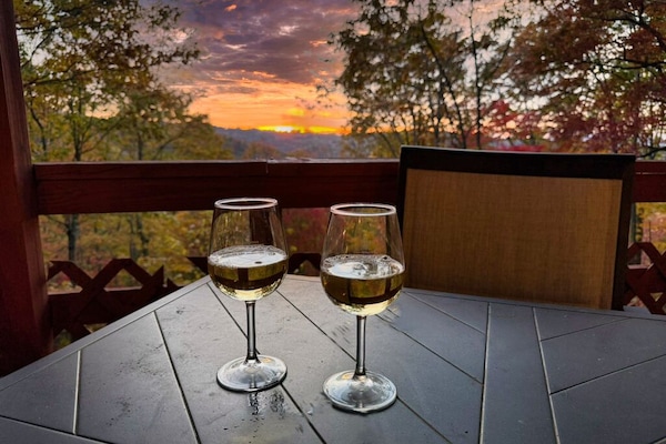 Enjoy sunset mountain views from the back deck