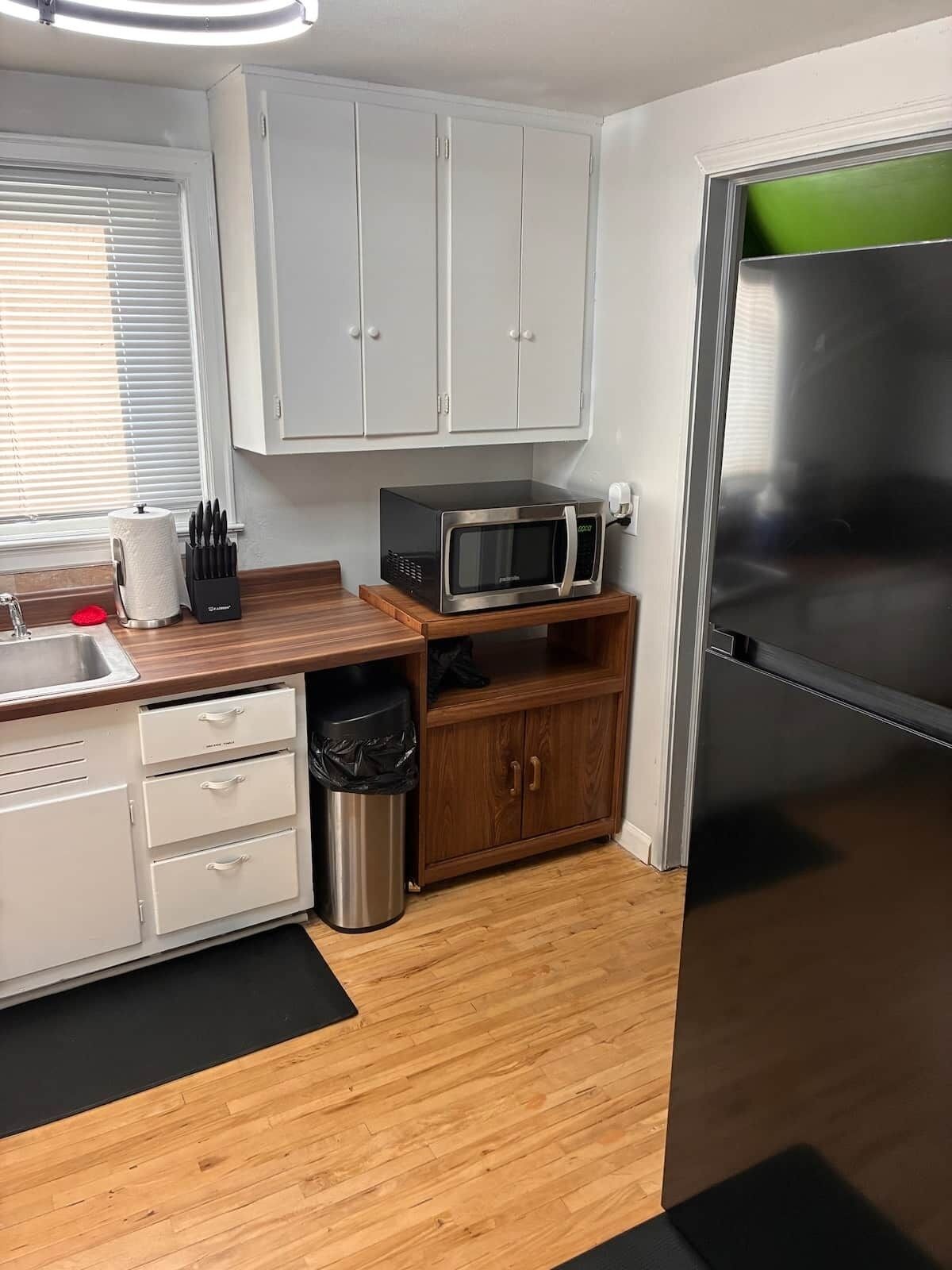 Fridge, microwave, stovetop, toaster