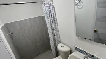 Ducha, toallas, jabón, papel higiénico