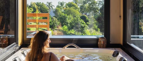 Deluxe-Chalet, Veranda, Talblick | Ausblick vom Zimmer