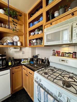 Mikrobølgeovn, ovn, kokeplater og oppvaskmaskin