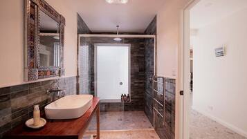 Hair dryer, towels, toilet paper