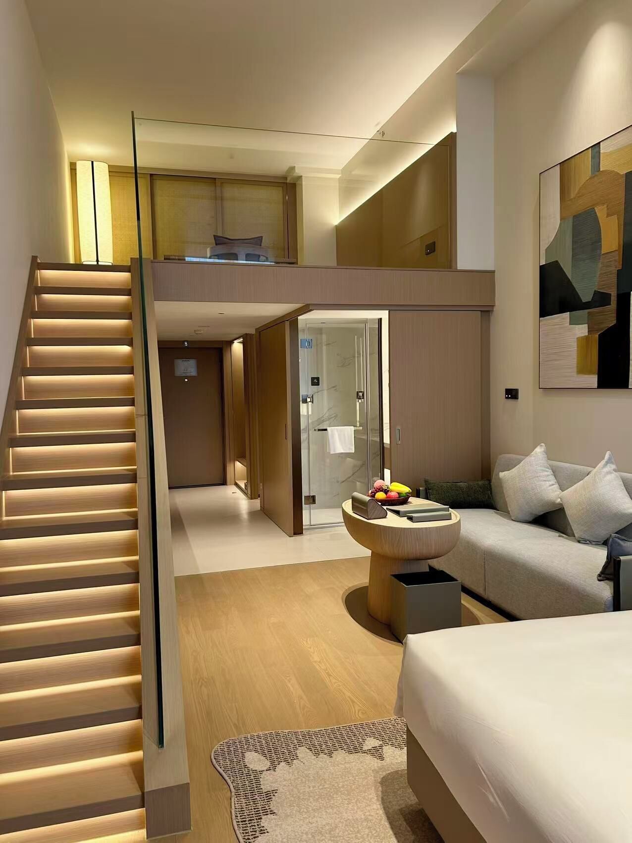 Desk, laptop workspace, blackout drapes, soundproofing