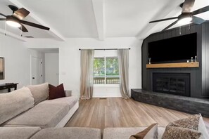 Smart TV, fireplace, printers