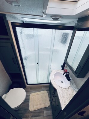 Shower, hair dryer, towels, soap - Relaxing RV w/ Outdoor Area (Midland)