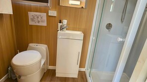 Chuveiro, secador de cabelo, toalhas de banho 