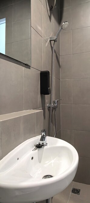 Regadera, amenidades de baño gratuitas, toallas, shampoo 