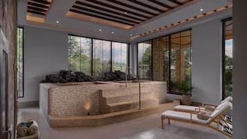 Couples treatment rooms, sauna, hot tub, steam room, body treatments