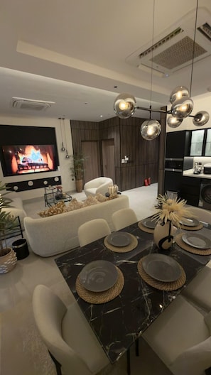 Living area - Mabaat-Superior 2BR-Al Sahafah 623 (Riyadh)