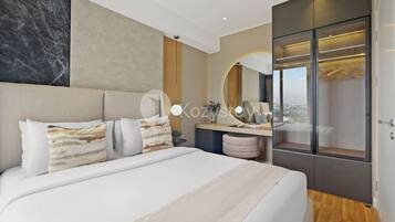 Apartment, 2 Bedrooms, City View | Desk, laptop workspace, iron/ironing board, free WiFi