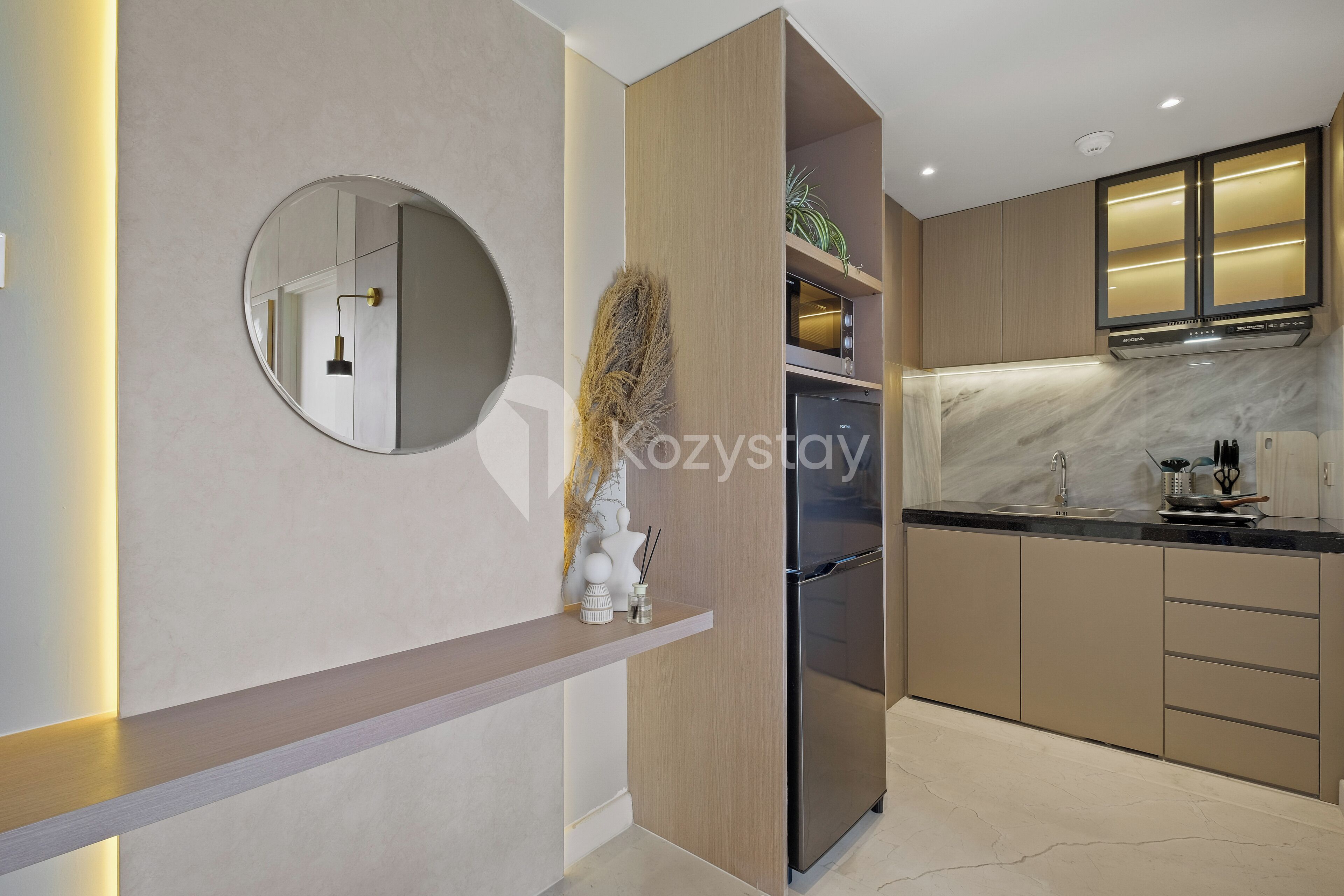 公寓, 2 间卧室, 城市景观 | 私人厨房 | 大冰箱、微波炉、炉灶、电饭煲