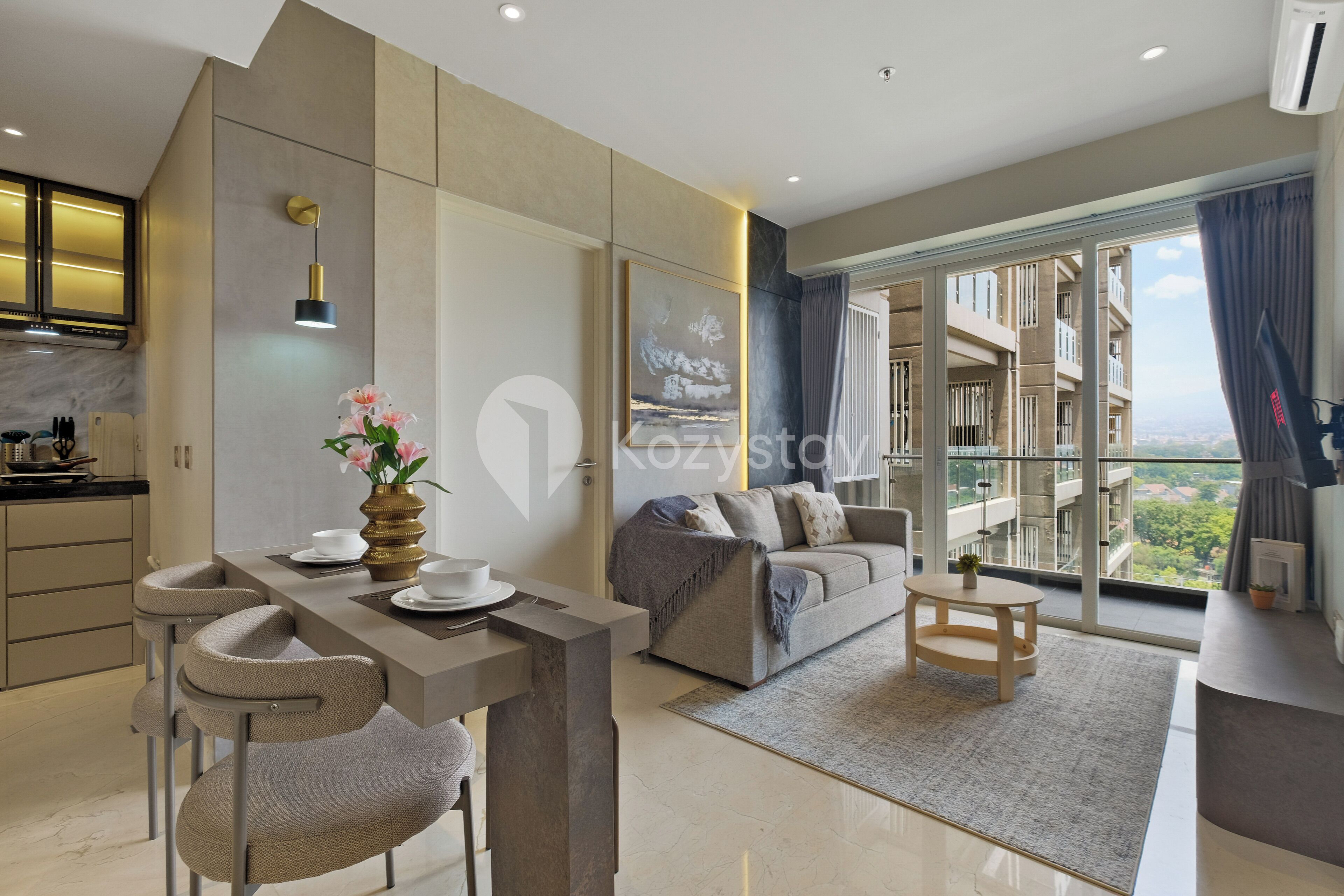 公寓, 2 间卧室, 城市景观 | 客厅 | 智能电视、Netflix、流媒体服务