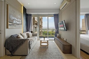 公寓, 2 间卧室, 城市景观 | 客厅 | 智能电视、Netflix、流媒体服务