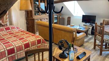 1 slaapkamer, een strijkplank/strijkijzer, wifi, beddengoed