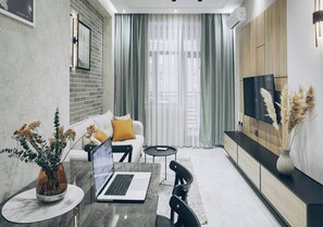 In-room safe, desk, laptop workspace, blackout drapes