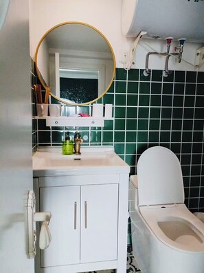 Chambre, vue ville | Salle de bain | Articles de toilette gratuits, sèche-cheveux, serviettes fournies, savon