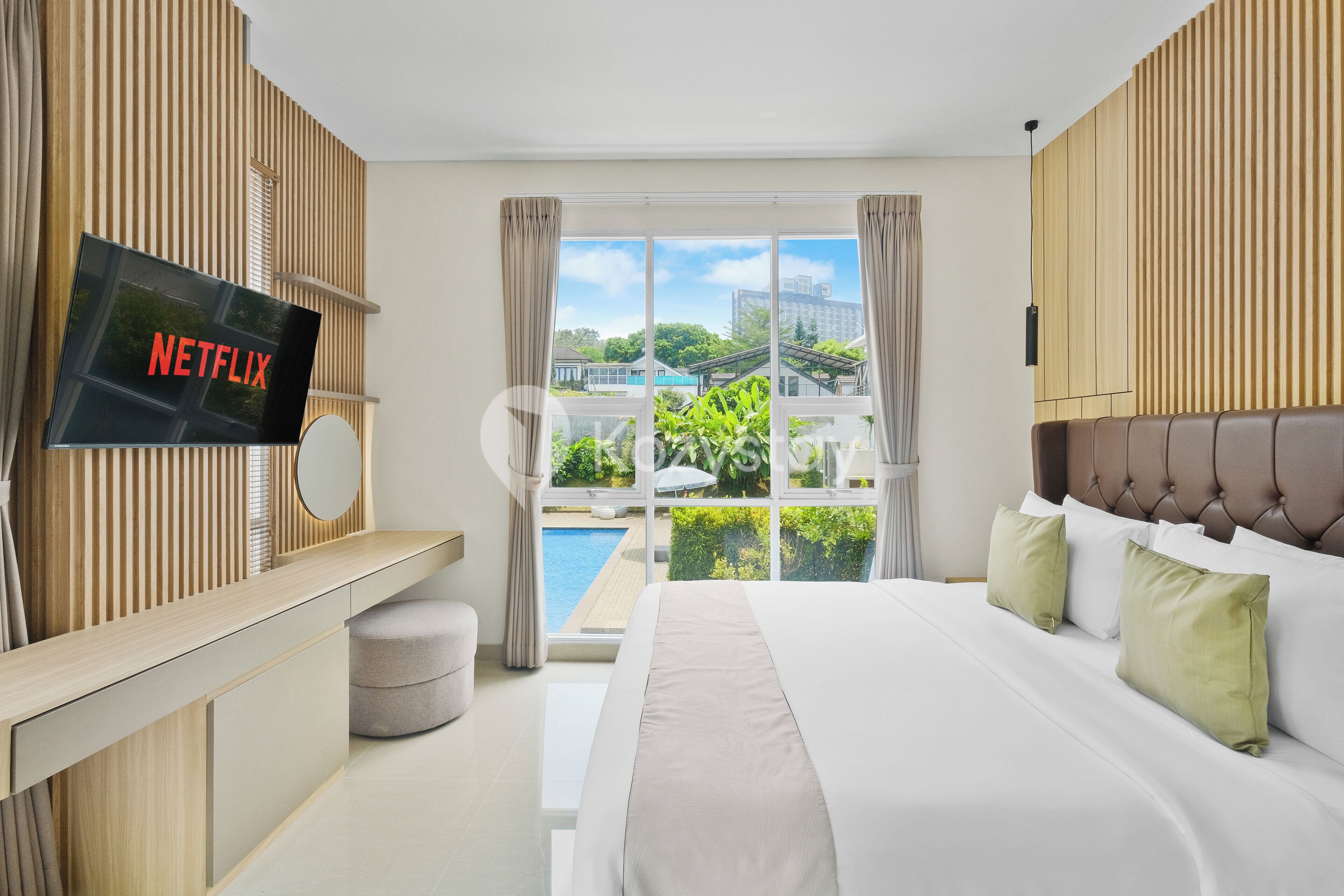 Apartment, 2 Bedrooms, Garden View | In-room safe, desk, laptop workspace, iron/ironing board