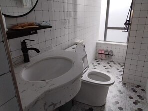 Chambre, vue ville | Salle de bain | Articles de toilette gratuits, sèche-cheveux, serviettes fournies, savon