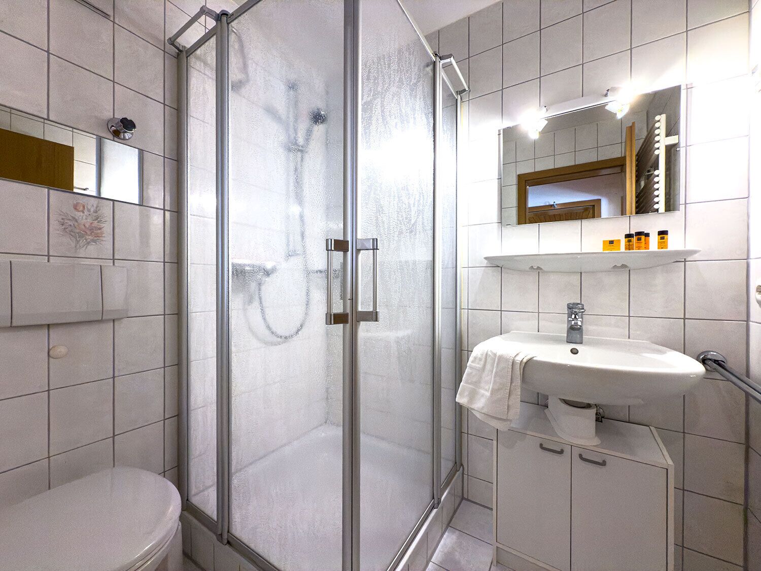 Dusche, Haartrockner, Handtücher