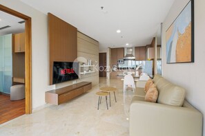 Apartment, 2 Bedrooms, City View | Living room | Smart TV, Netflix, streaming services - Malaya by Kozystay - Dago (Bandung)