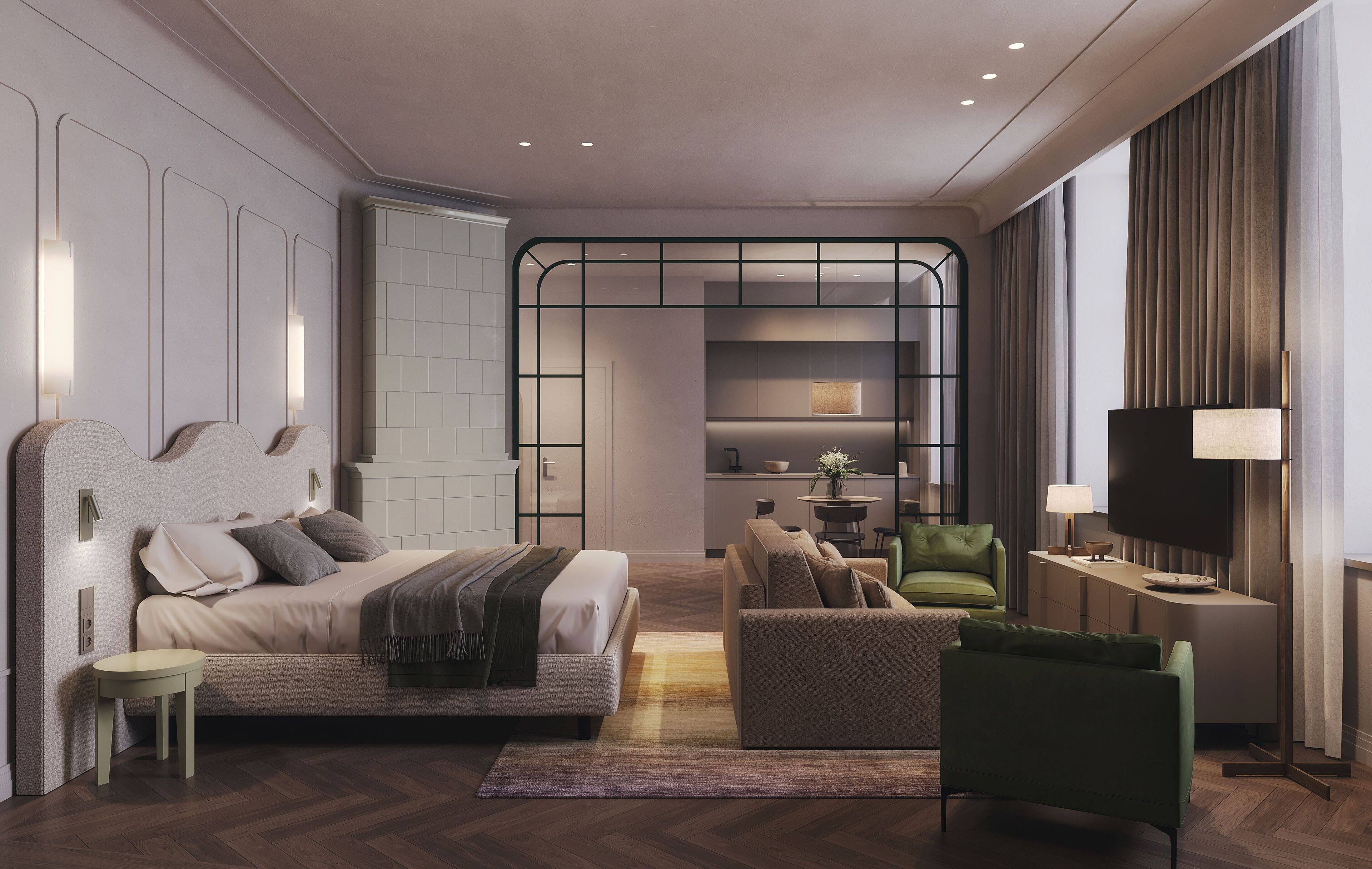 สตูดิโอ (Apartment) | ตู้นิรภัยในห้องพัก, โต๊ะทำงาน, พื้นที่ทำงานแบบใช้แล็ปท็อป, ผ้าม่านกันแสง