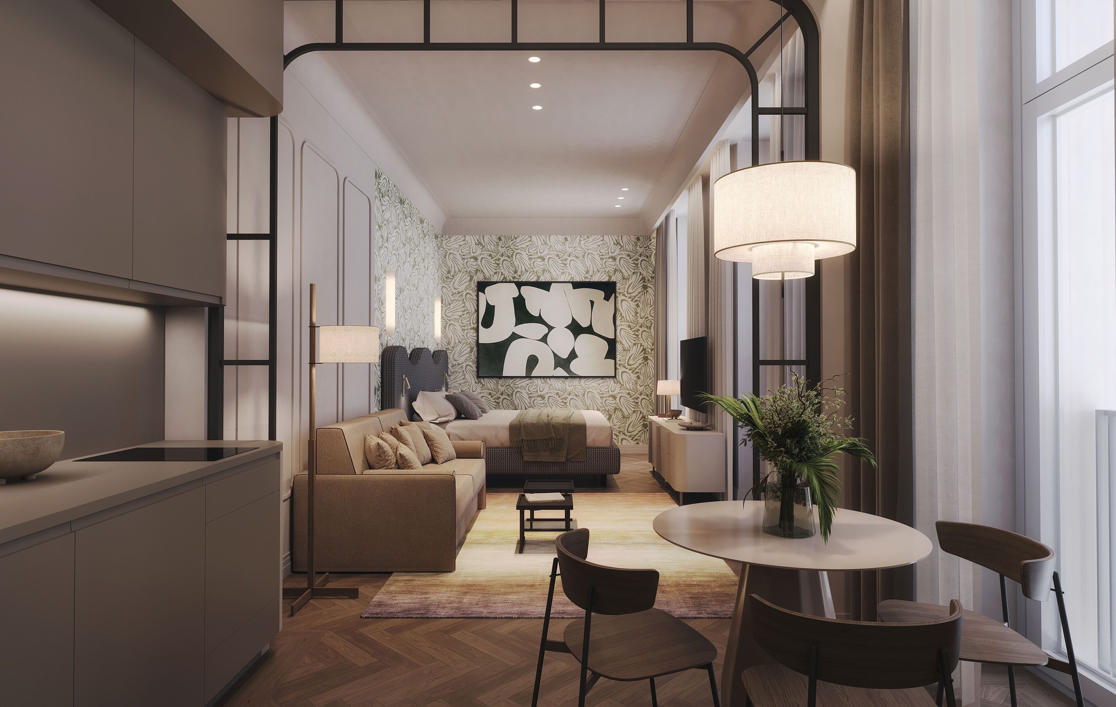 Safe på rommet, skrivebord og skrivebord for bærbar PC