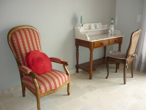 Interior - 'Jean Giono' Room at La Bastide des Mereuilles with Private Terrace, Wi-Fi, and Air Conditioning (Orange)